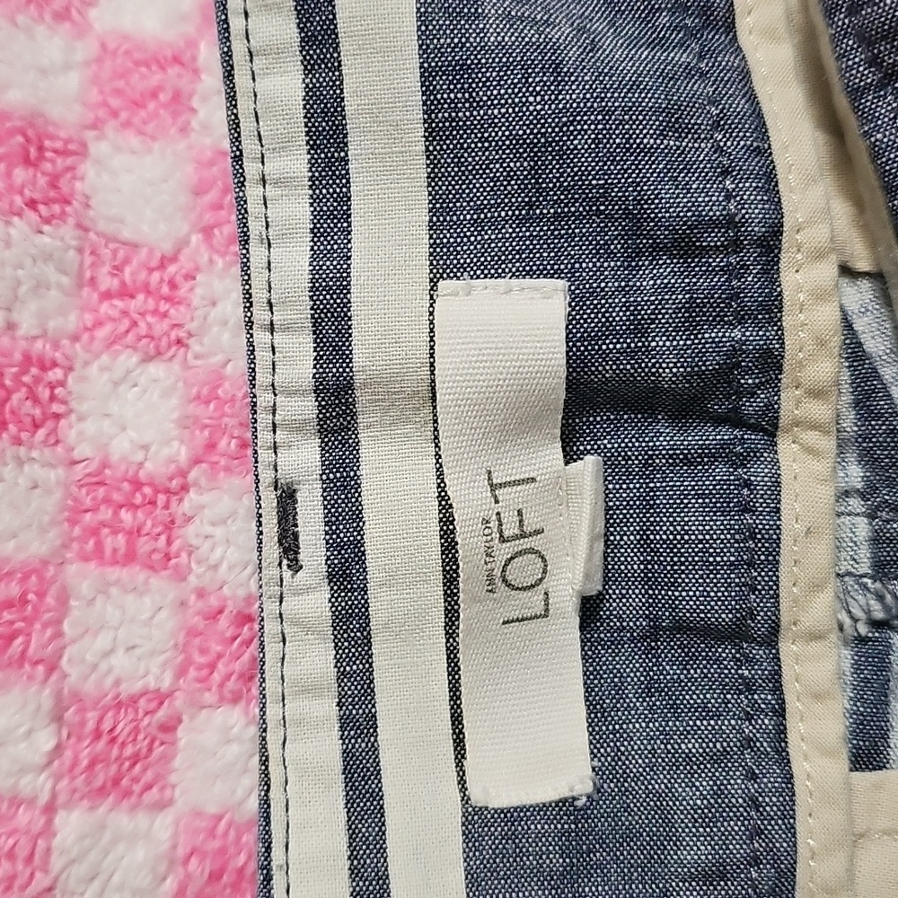 Loft Stylish Blue Striped Women's Shorts - Picture 2 of 4